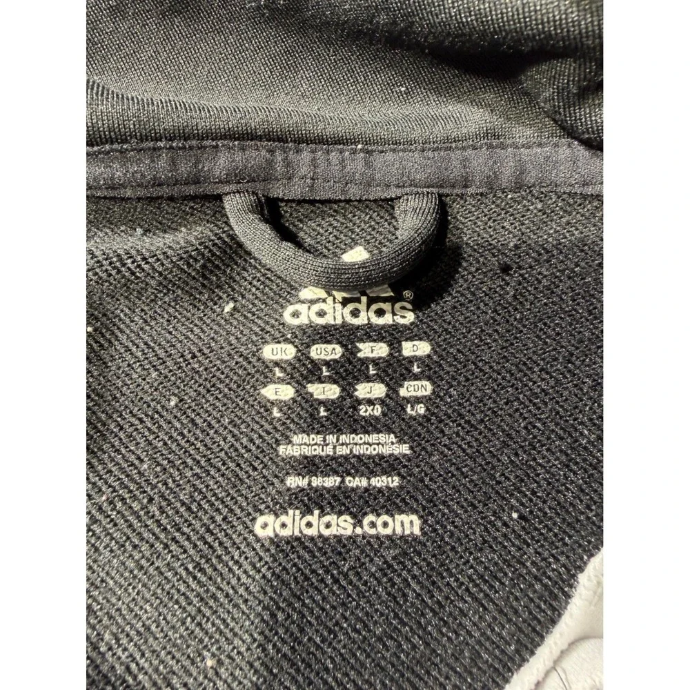 Adidas Mens Quarter Zip Track Jacket Black White 3 Stripe Pullover Large L